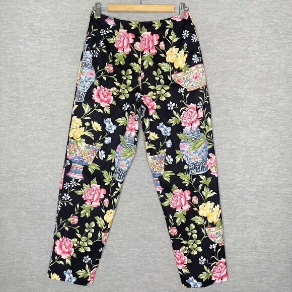 Vintage Talbots Pants Size 8 Floral Lined Botanical Pottery Porcelain Dress - Picture 3 of 7